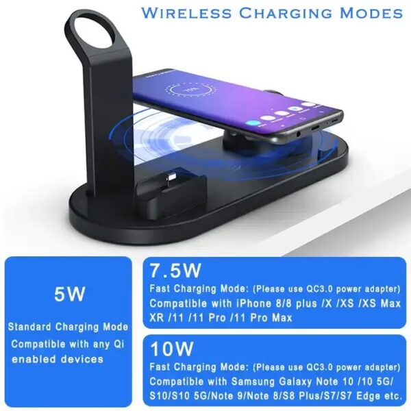 15W Dock Universal Charge 4 6 in 1 Fast Charger Stand Charging Wireless Charger 3in1 Station for iPhone AirPods IWatch Phone - Image 6