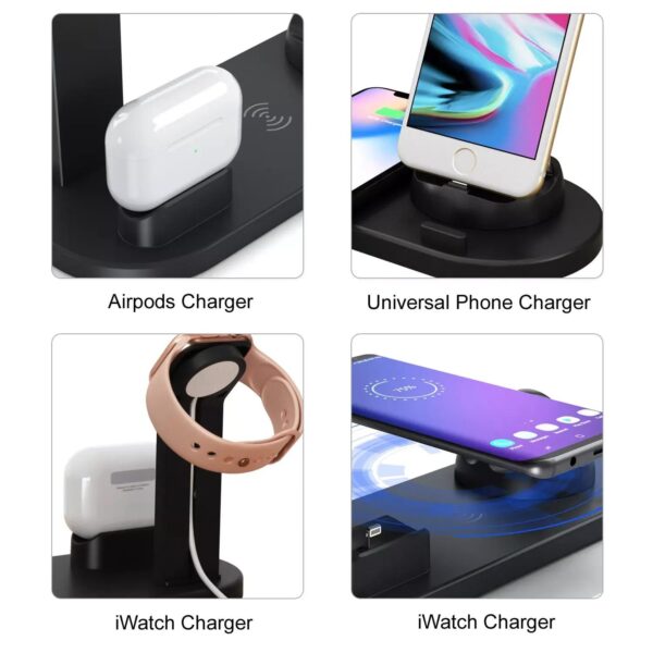 15W Dock Universal Charge 4 6 in 1 Fast Charger Stand Charging Wireless Charger 3in1 Station for iPhone AirPods IWatch Phone - Image 5
