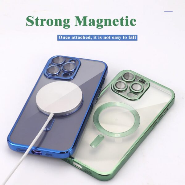Electroplate Plated Mag Shockproof Safe Magnetic Cell Cover Magnet Phone Case for all iPhone 16 15 14 13 models - Image 4